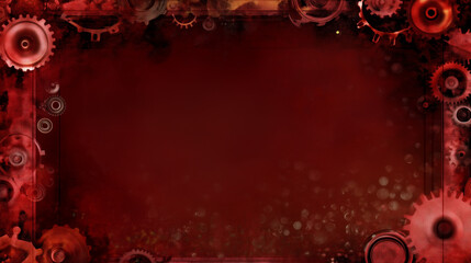 Red steampunk themed background. AI Generated