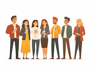Candid Photograph Entrepreneur Networking Social Event Casual Professional Atmosphere White Background Simple Flat Vector Illustration Smart Business Tone