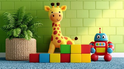 Obraz premium Colorful Assortment of Children's Toys in Bright Setting