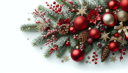 Festive Christmas Wreath with Ornaments and Gifts
