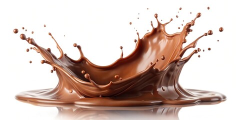 Chocolate splash in panoramic view isolated on white background for Easter celebration
