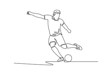 Fototapeta premium Futsal sports. Sports concept. Single line draw design vector graphic illustration.
