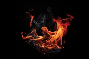 Fire person black black background.