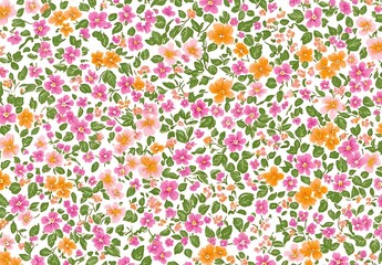 A pattern of small,Tropical pattern design,Blossom floral, Blooming realistic isolated flowers.