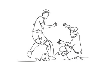 Futsal sports. Sports concept. Single line draw design vector graphic illustration.