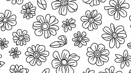 A white background with line art of flowers and leaves, drawn in thin black outlines, creating a delicate and minimalistic look