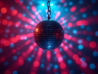 Obraz premium Disco ball with lights abstract colored background disco scene in the nightclub
