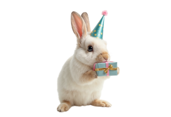 white rabbit with a red bow