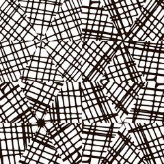 Dynamic black and white abstract pattern woven with intersecting lines and shapes