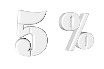 Creative 3D representation of the percentage symbol and number five in a modern style