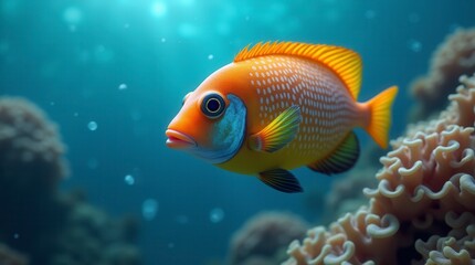 Fototapeta premium Close up of colorful tropical fish underwater life scene in the ocean