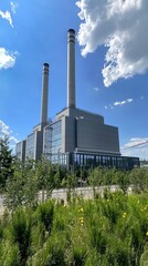 Modern Gas Fired Power Plant with Tall Chimneys