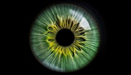 green iris eye on black background isolated close up close-up closeup macro
