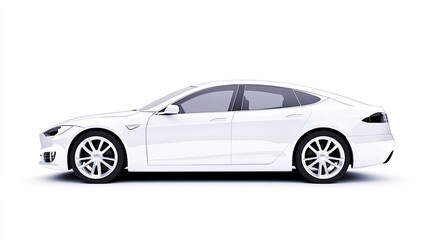Obraz premium Sleek White Electric Vehicle Side View