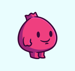 Fototapeta premium Pomegranate cute fruit character mascot vector design cartoon Illustration for Sticker