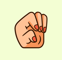 Obraz premium Stylized Vector Illustration of a Raised Fist Symbolizing Strength, Empowerment, and Solidarity on a Soft Green Background