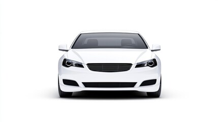 Sleek White Sedan on White Background