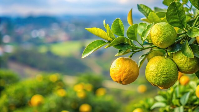 Citrus fruits with selective focus
