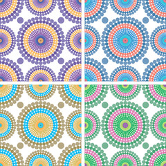 Colorful circular dots create vibrant patterns in a harmonious design display