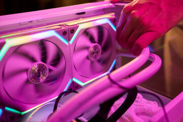 The process of properly installing a CPU cooler water cooling in a custom built personal computer...