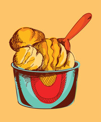 Ice Cream Cartoon Icon Illustration. Flat Cartoon Style