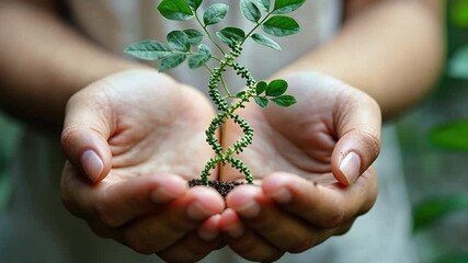 Planting a young sapling in soil to promote environmental growth and sustainability in nature