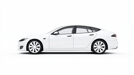 Fototapeta premium Sleek White Electric Sedan