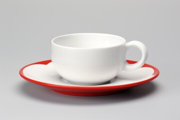 Obraz premium White ceramic mug porcelain saucer coffee.