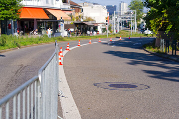 Closed road for training of men time trial of world road cycling championships at Swiss City of Z&uuml;rich on a sunny autumn day. Photo taken October 21st, 2024, Zurich, Switzerland.