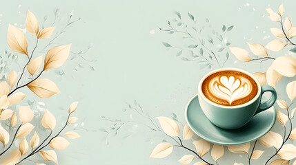 Sophisticated Pastel Background Design for a CafÚ Loyalty Card Featuring Elegant Motifs and Calm Colors