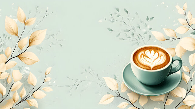 Sophisticated Pastel Background Design for a CafÚ Loyalty Card Featuring Elegant Motifs and Calm Colors