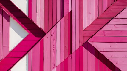 Fototapeta premium Wooden planks painted in pink background