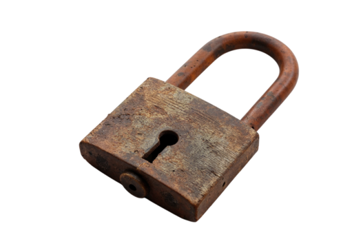 old rusty padlock isolated