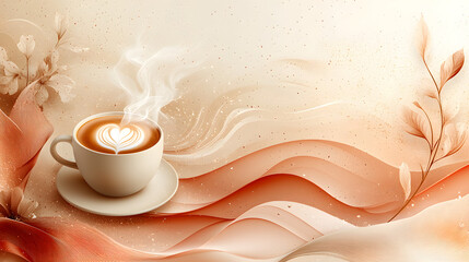 Sleek and Modern Background Design for a Coffee Shop Membership Card with Floral Accents and Warm Colors