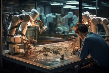 Technology factory adult robot.