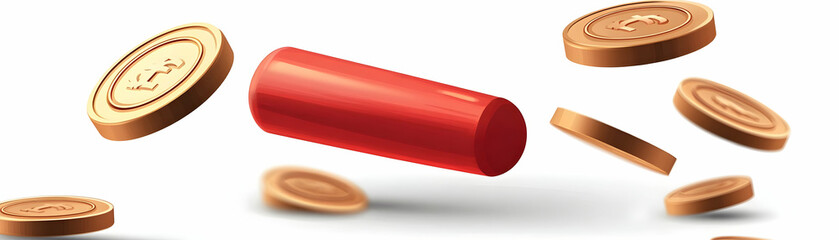 Vector Magnet Attracting Coins Investment Concept Simple Illustration of Magnet Pulling Coins Symbolizing Financial Growth Fundraising Strategies Infographic Design Bold Colors Minimalistic Style Whit