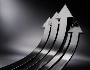 A stylized graphic of an upward-pointing arrows symbolizing business development, growth, and dynamic success 
