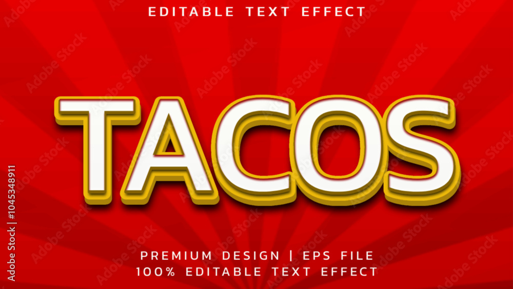 Fototapete tacos text effect template design with bold font style and cartoon concept use for brand and busines