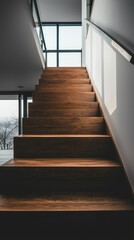 Fototapeta premium Modern Wooden Staircase in Sleek Loft Design