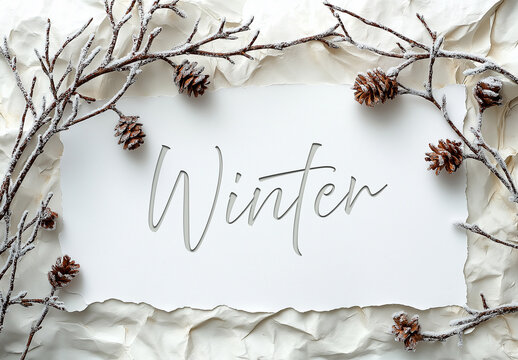 Engraved Text Mockup On The Winter Style Background, Generative ai