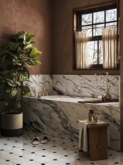 A modern and stylish bathroom in a luxurious concept design..