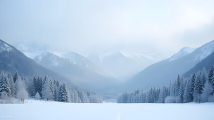 Obraz premium Frosted mountains form a serene winter landscape in this German phrase meaning background with snow.