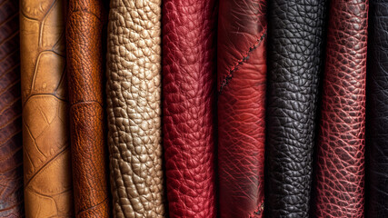 Vibrant, textured leather pieces showcased in a craftsman's workshop