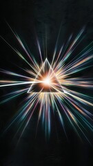 Obraz premium Light prism with beams on dark textured background
