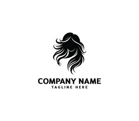 Vector silhouette woman hair logo. Hair minimalist logo. hairstyle logo for beauty salon, hair salon