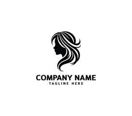 Vector silhouette woman hair logo. Hair minimalist logo. hairstyle logo for beauty salon, hair salon