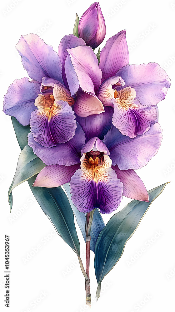 Wall mural a delicate close-up of a blooming cattleya orchid in a spring garden, showcasing the beauty of natur