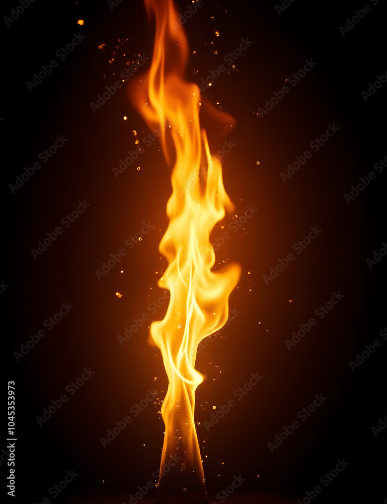 Aufkleber Flames create distorted spark effect on dark background visually striking image.