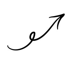 Hand drawn curved doodle chalk arrows 