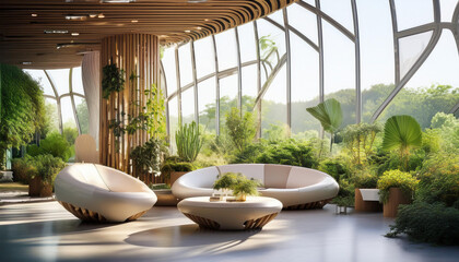 Expansive futuristic lounge